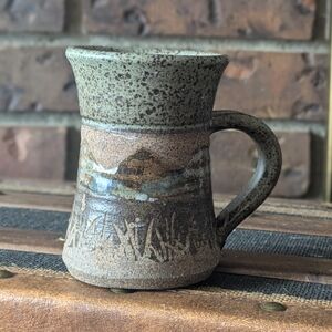 Handcrafted Ceramic Mug - Green and Brown